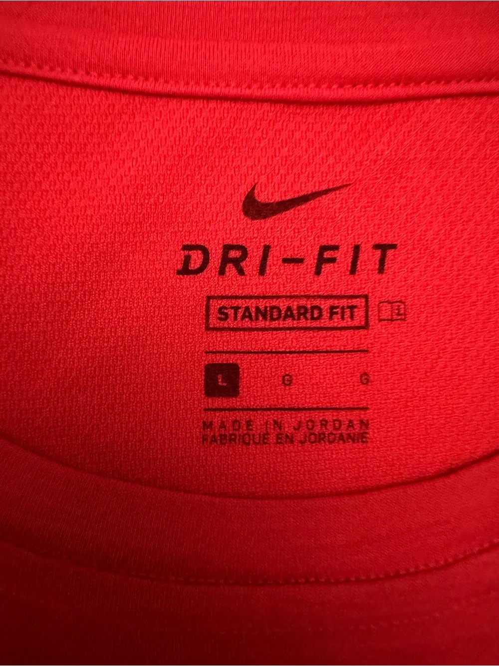 Nike Men’s Bright Red Short Sleeve Athletic Tee with Black Swoosh - Picture 3 of 4